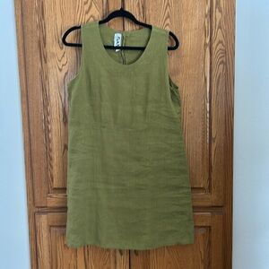 Flax Linen Light Green Sleeveless Tunic.  Small.